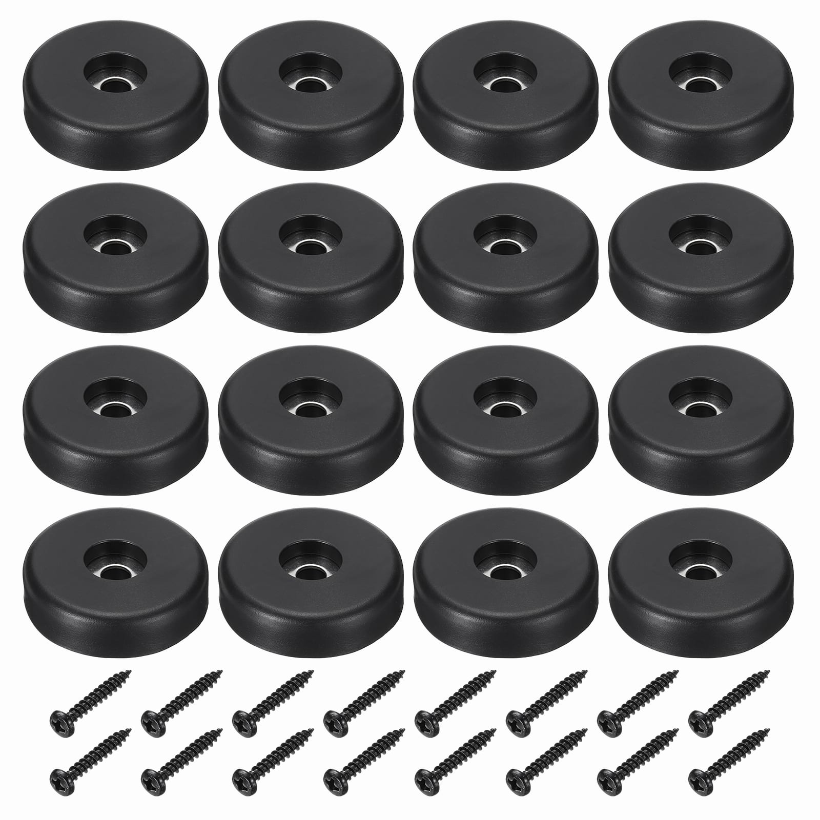 Unique Bargains - Rubber Speaker Isolation Feet, 1.57"x0.39" Anti-Vibration Pad with Screw for Electronic Speaker 16pcs - Black