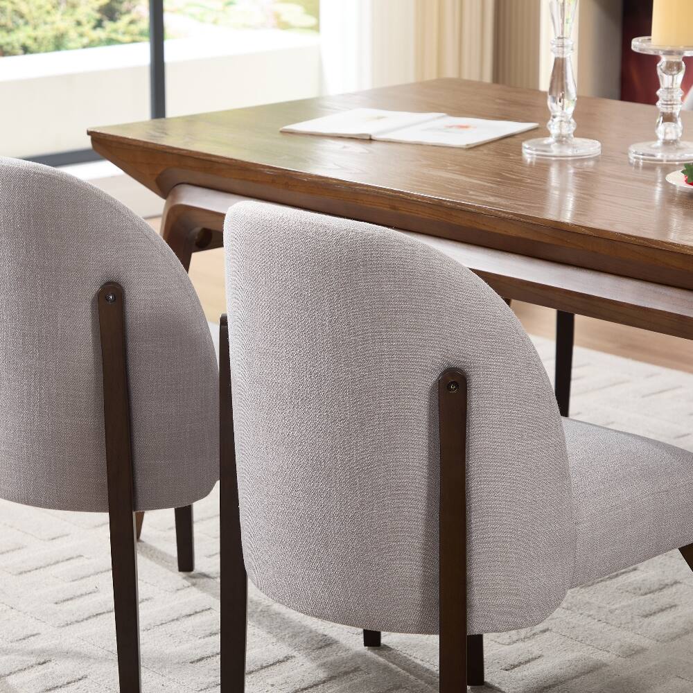 Alt View 6. Loheer - Loheer Wooden Dining Chairs Set of 2 Modern Fabric Upholstered Kitchen Farmhouse Dinner Chair - Grey.