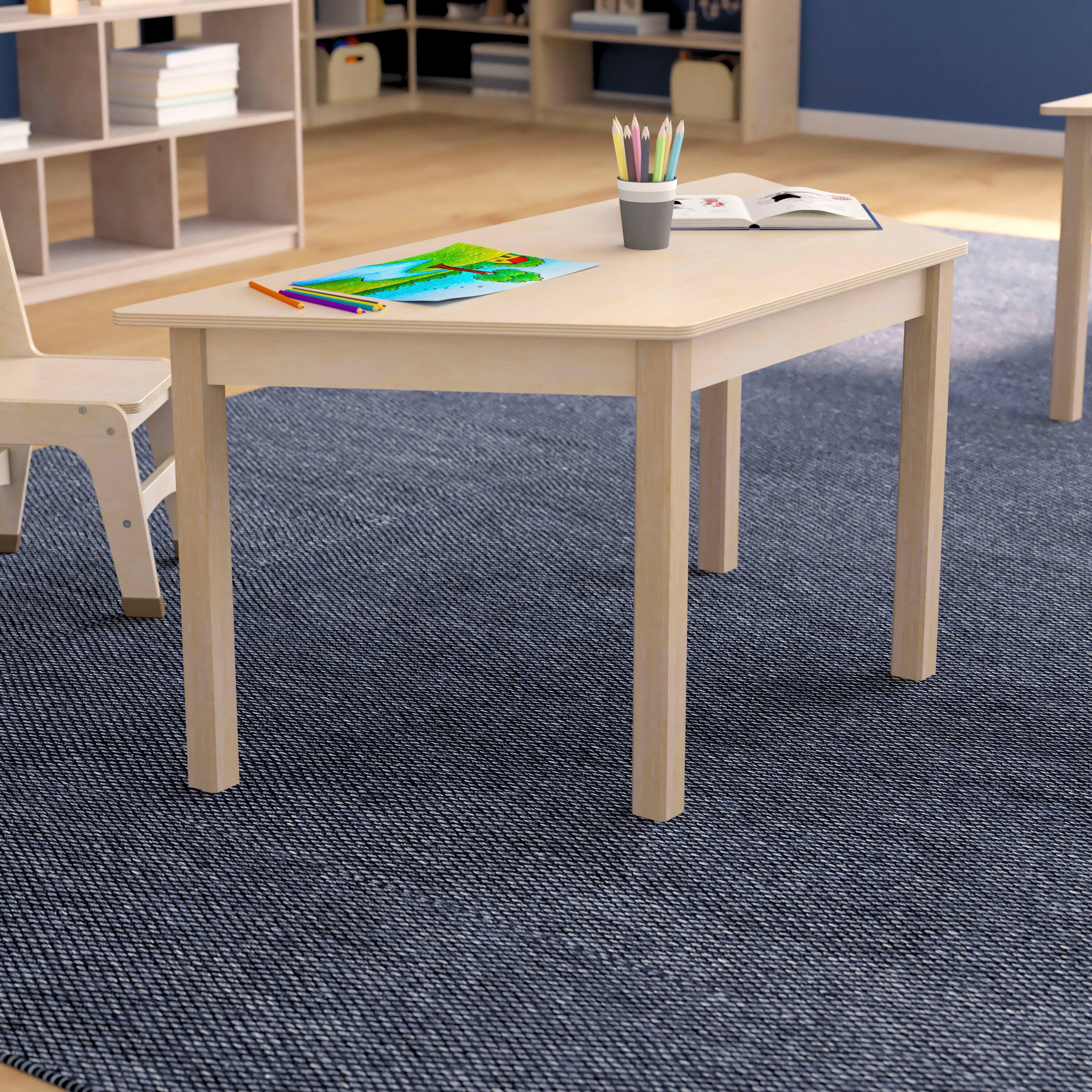 Alt View 1. Flash Furniture - Bright Beginnings Commercial Grade Wooden Trapezoid Preschool Classroom Activity Table, (20.75"W x 47.25"D x 21"H), Beec - Natural.