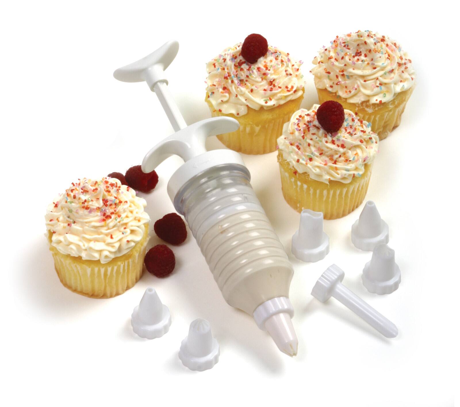 Alt View 1. Norpro - Cupcake Injector/Decorating Icing Set, 9-Piece, Stainless Steel Tips - White.