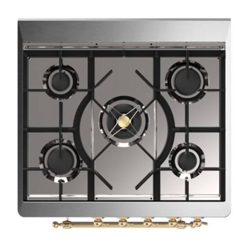 Alt View 5. ILVE - ILVE Majestic II Series  30 in. Dual Fuel Range with 5 Sealed Burners (Natural Gas, Brass Trim) - Blue Grey.