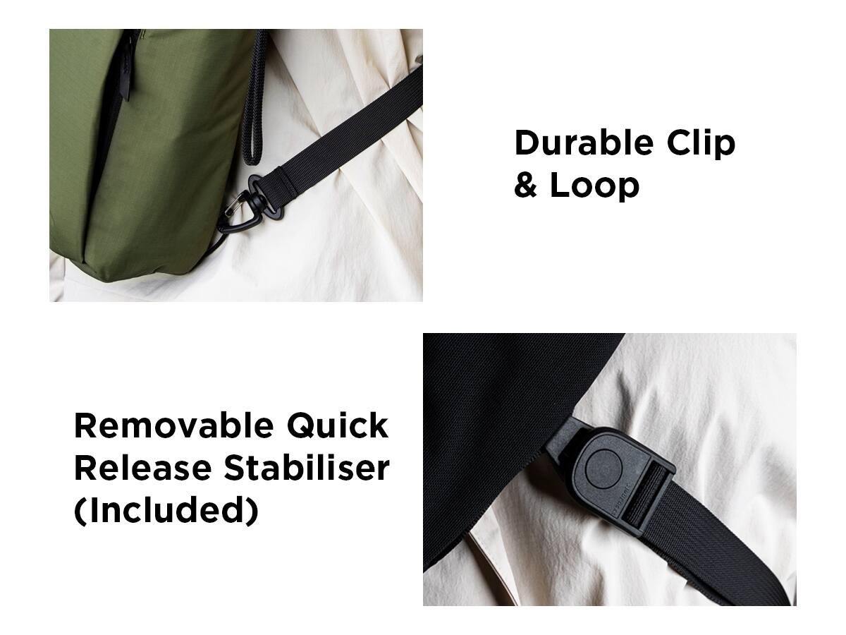 Durable Clip & Loop

Removable Quick Release Stabiliser (Included)