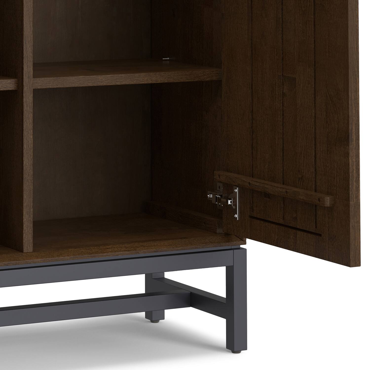 Alt View 4. Simpli Home - Banting SOLID HARDWOOD 36 inch Wide Modern Industrial Entryway Storage Cabinet in Walnut Brown - Walnut Brown.