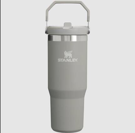 Front. Stanley - Stanley 30oz Grey Tumbler Grey Lid Top Handle Water Bottles - Grey.