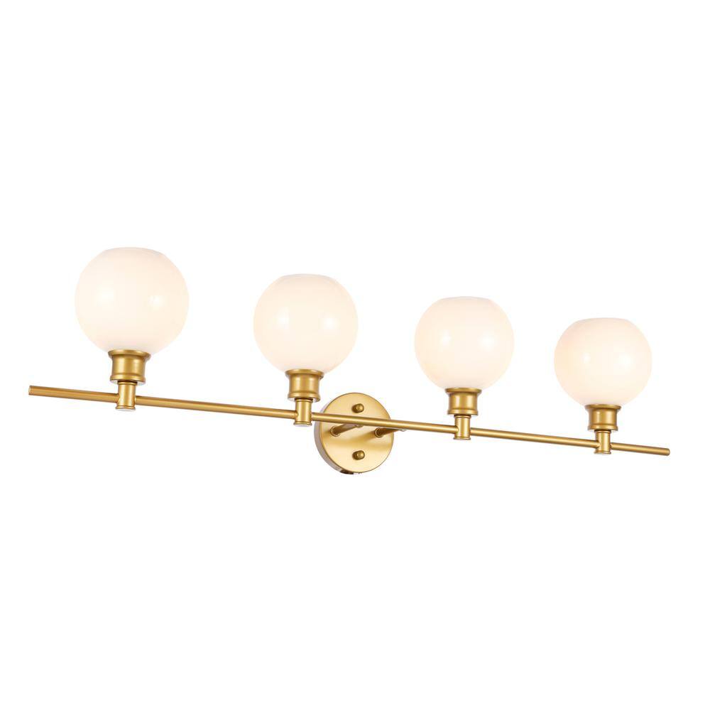 Alt View 8. Living District - Collier 4 light Brass and Frosted white glass Wall sconce - Brass And Frosted White Glass.