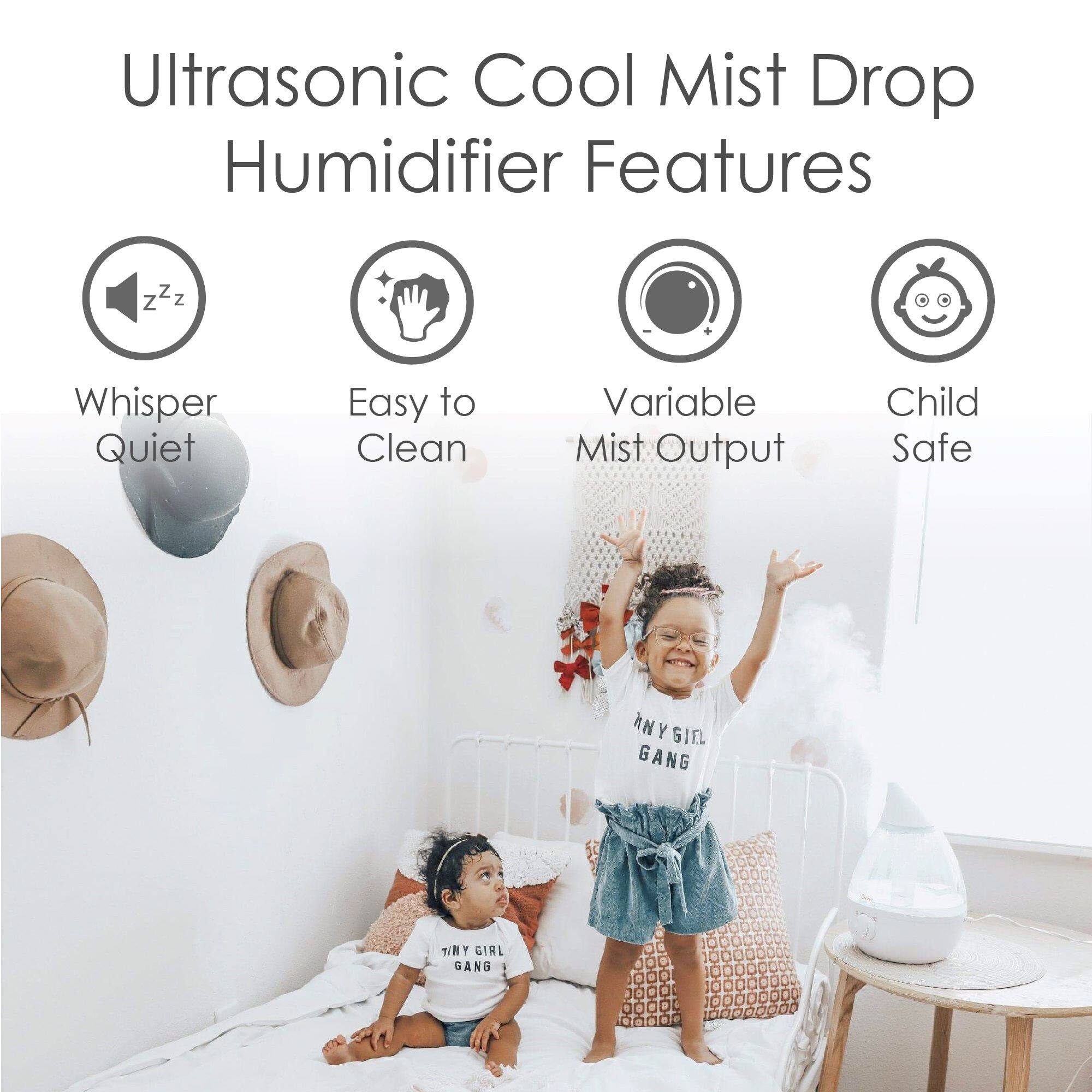 Angle. CRANE - 1 Gal. Drop Ultrasonic Cool Mist Humidifier - Clear/White.