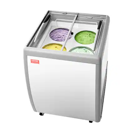 Front. VEVOR - Commercial Ice Cream Display Case, 5.6 Cu.ft Chest Freezer, Restaurant Gelato Dipping Cabinet Top Deep Freezer - White.