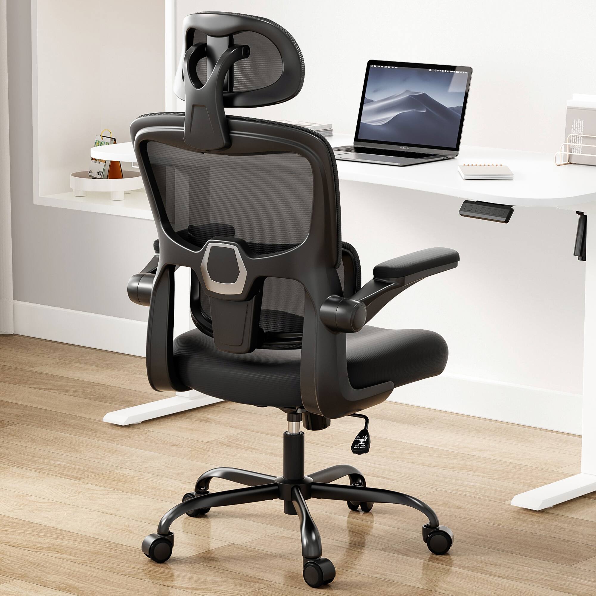 Alt View 2. Spaco - Spaco Ergonomic Computer Office Chair,High Back Desk Chair with Flip-Up Armrest and Adjustable Lumbar Support,for Office - Black.