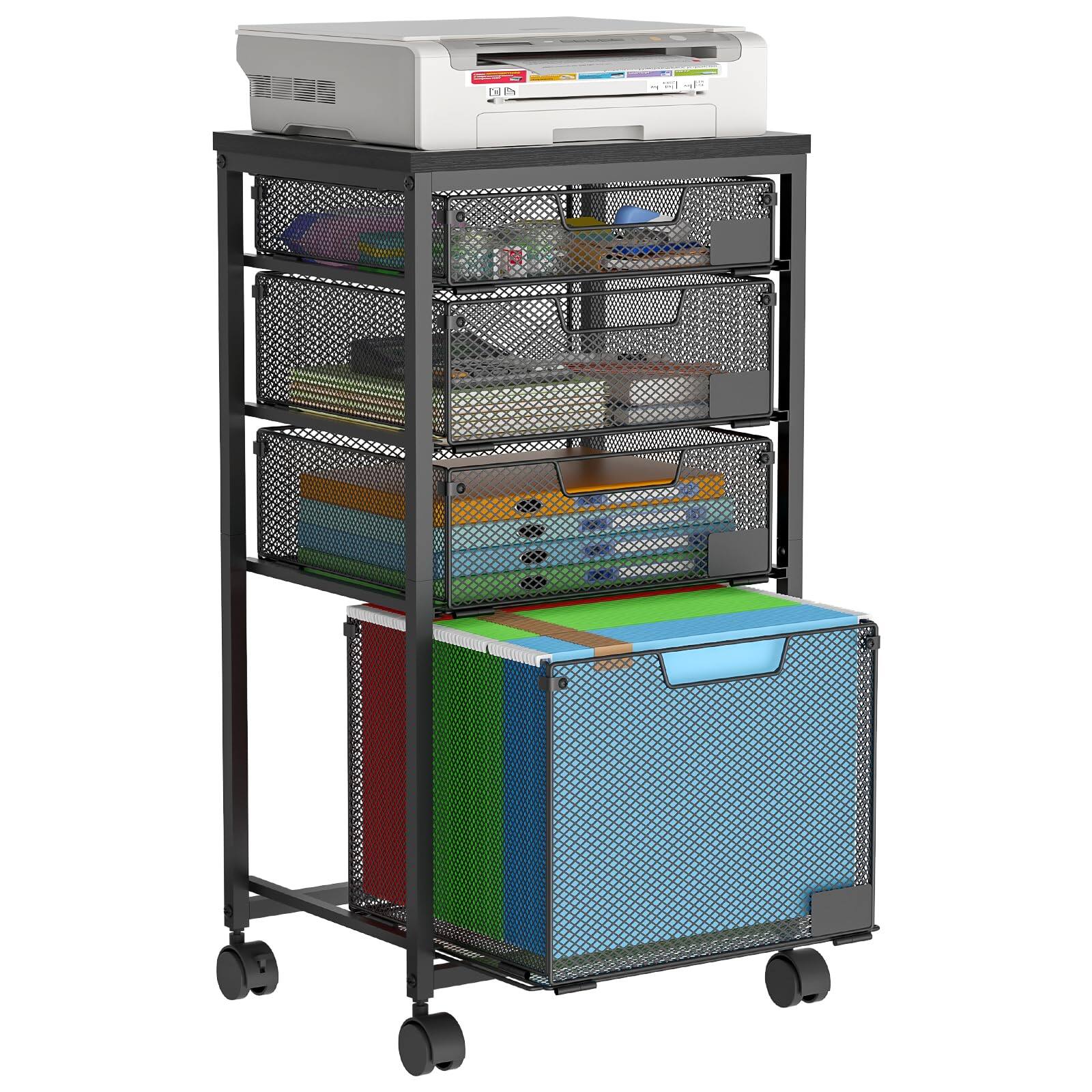 Alt View 1. Dapper Styles - Rolling File Cart With 4 Storage Drawers Filing Cabinet For Home Office Hanging Folder Organizer Wheels Und... - Pink.