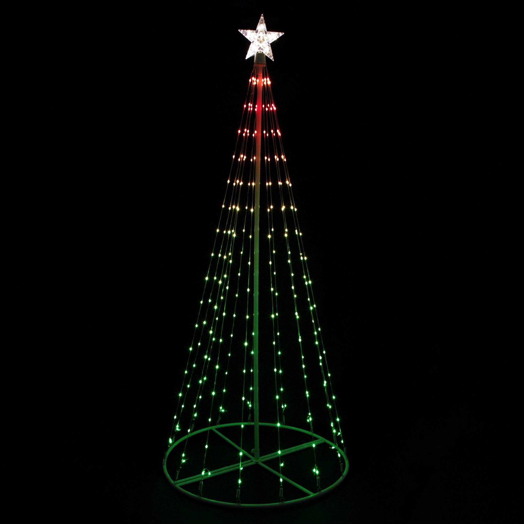Front. Northlight - LED Lighted Color Changing Multiple Function Outdoor Christmas Cone Tree - 6' - White.