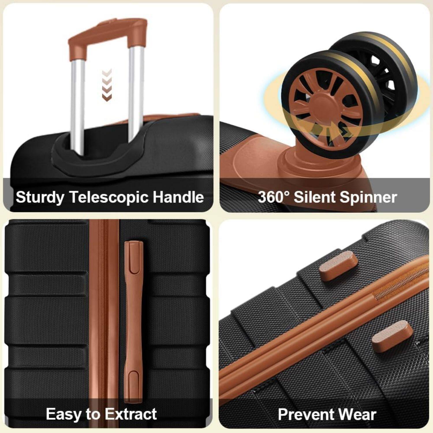 - Sturdy Telescopic Handle
- 360° Silent Spinner
- Easy to Extract
- Prevent Wear