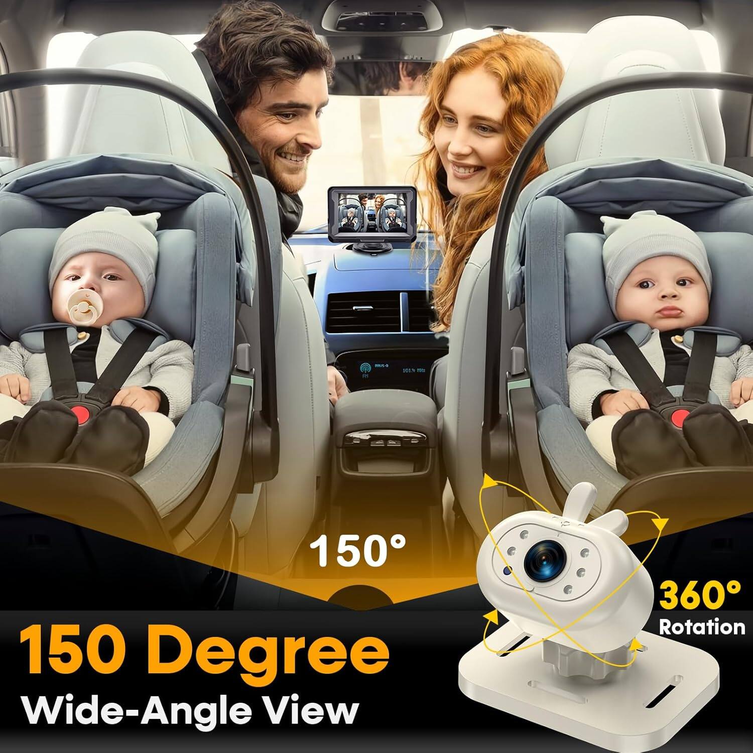 150 Degree Wide-Angle View  
360° Rotation