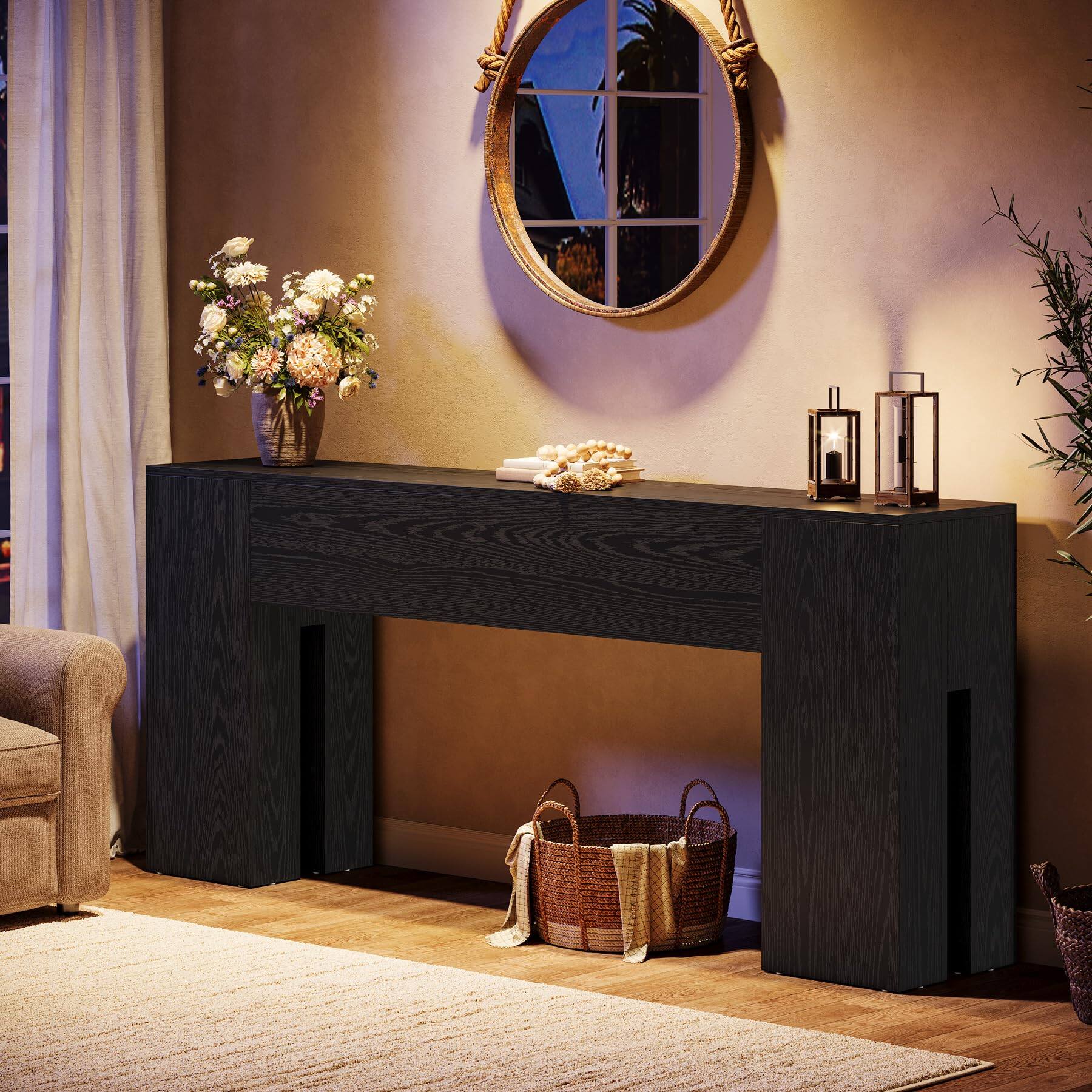 Alt View 1. Tribesigns - 71-Inch Long Console Table for Entryway, Farmhouse Sofa Console - Black.