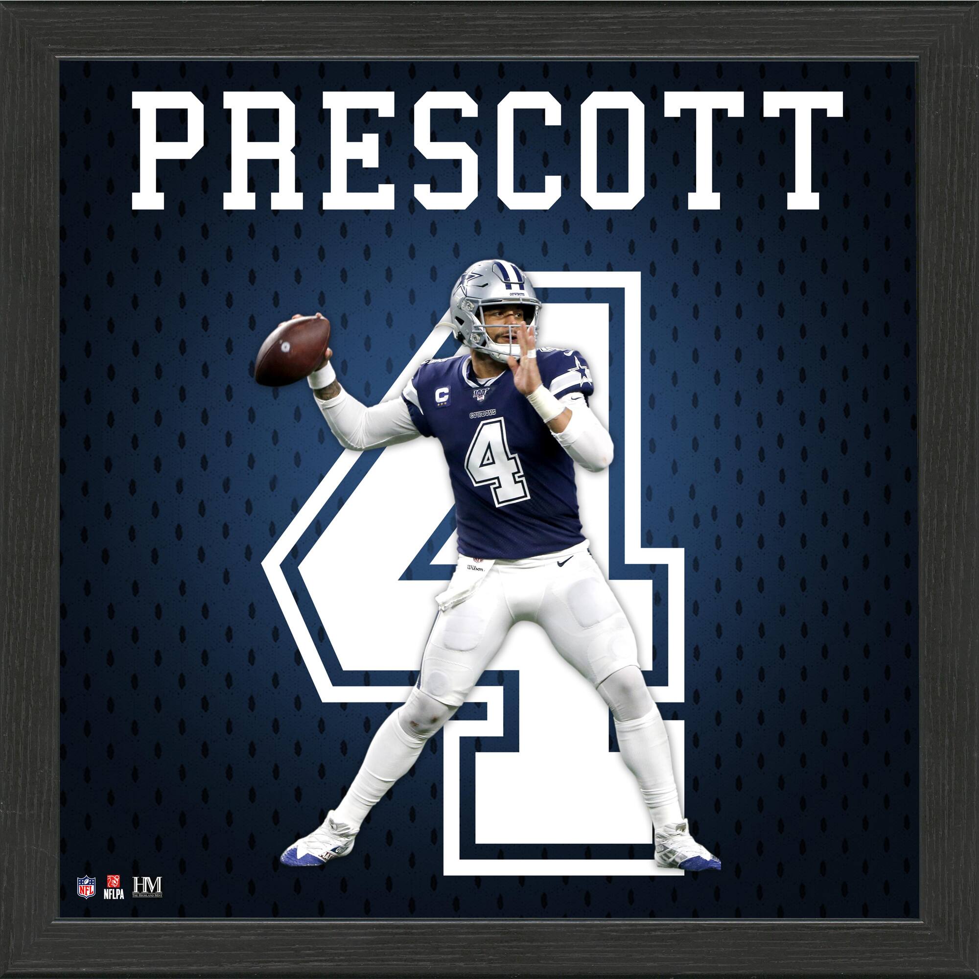 Highland Mint - Dak Prescott Dallas Cowboys 13'' x 13'' Jersey Number Frame - Multicolor