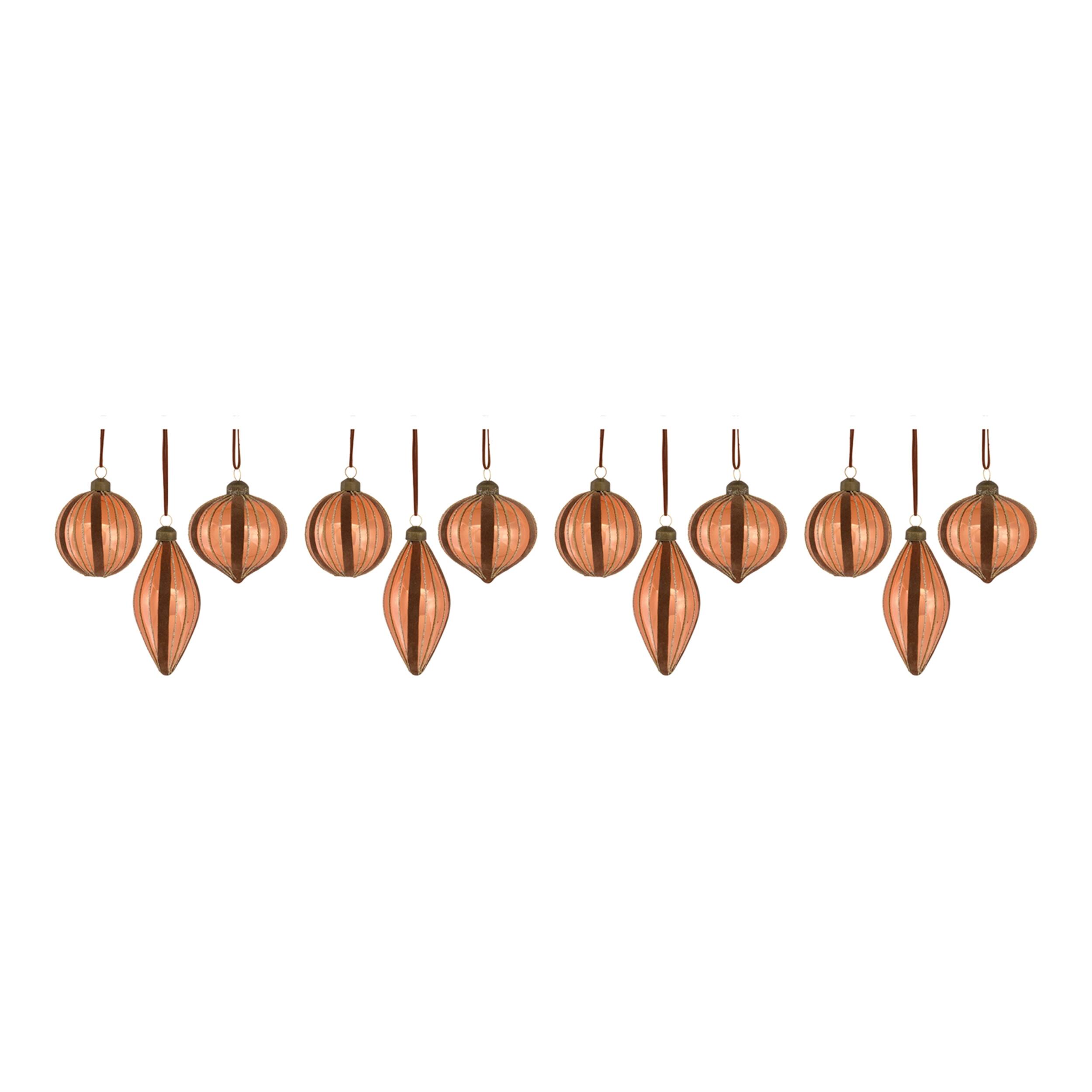 Alt View 3. BreeBe - Copper Glass Holiday Ornament (Set of 12) - Copper.
