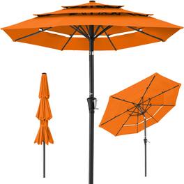 Best Choice Products - 10ft 3-Tier Patio Umbrella, Market Sun Shade w/ Tilt Adjustment, Easy Crank - Orange