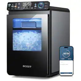 Ecozy - Smart Nugget Ice Maker Countertop with APP Control, 44lbs/24H Chewable Ice - Silver
