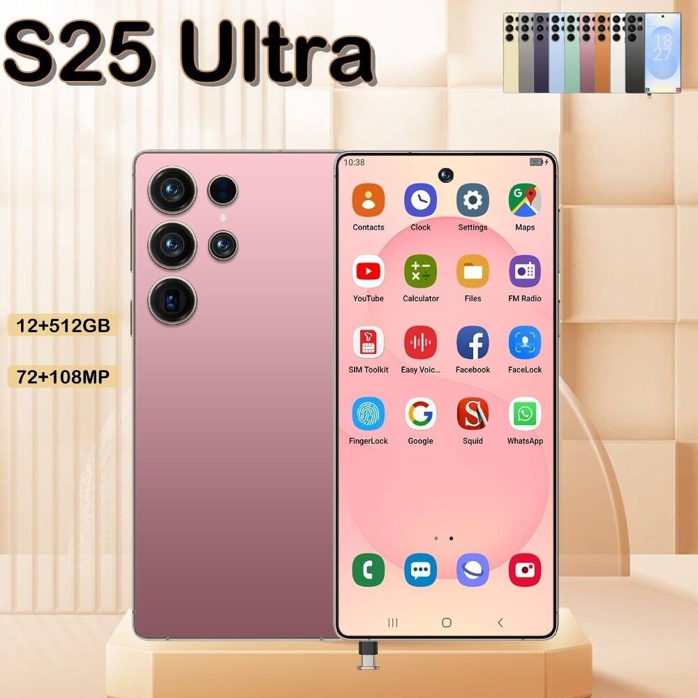 S25 Ultra  
18 27 10:38  
12+512GB  
72+108MP  
Contacts Clock Settings Maps + x YouTube Calculator Files FM Radio  
SIM Toolkit Easy Voice... Facebook FaceLock G S FingerLock Google Squid WhatsApp