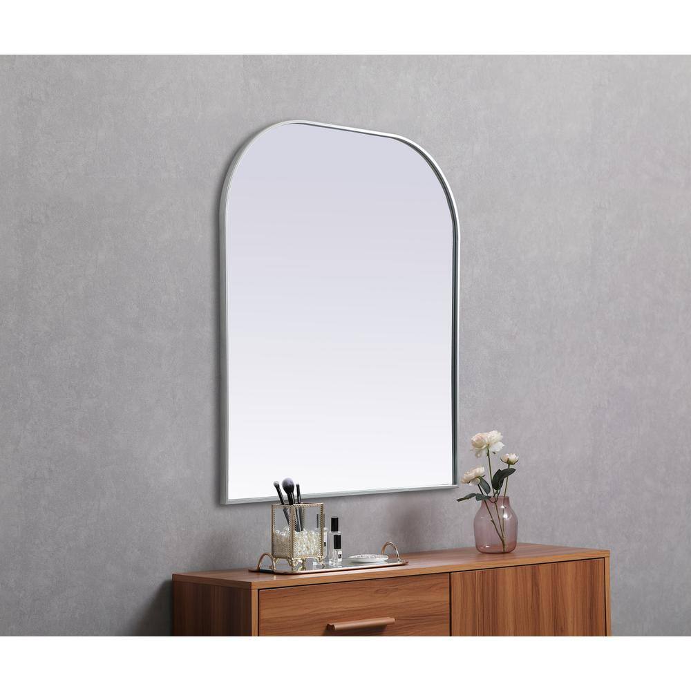 Alt View 2. Elegant Decor - Metal Frame Arch Mirror 36x42 Inch in Silver - Silver.