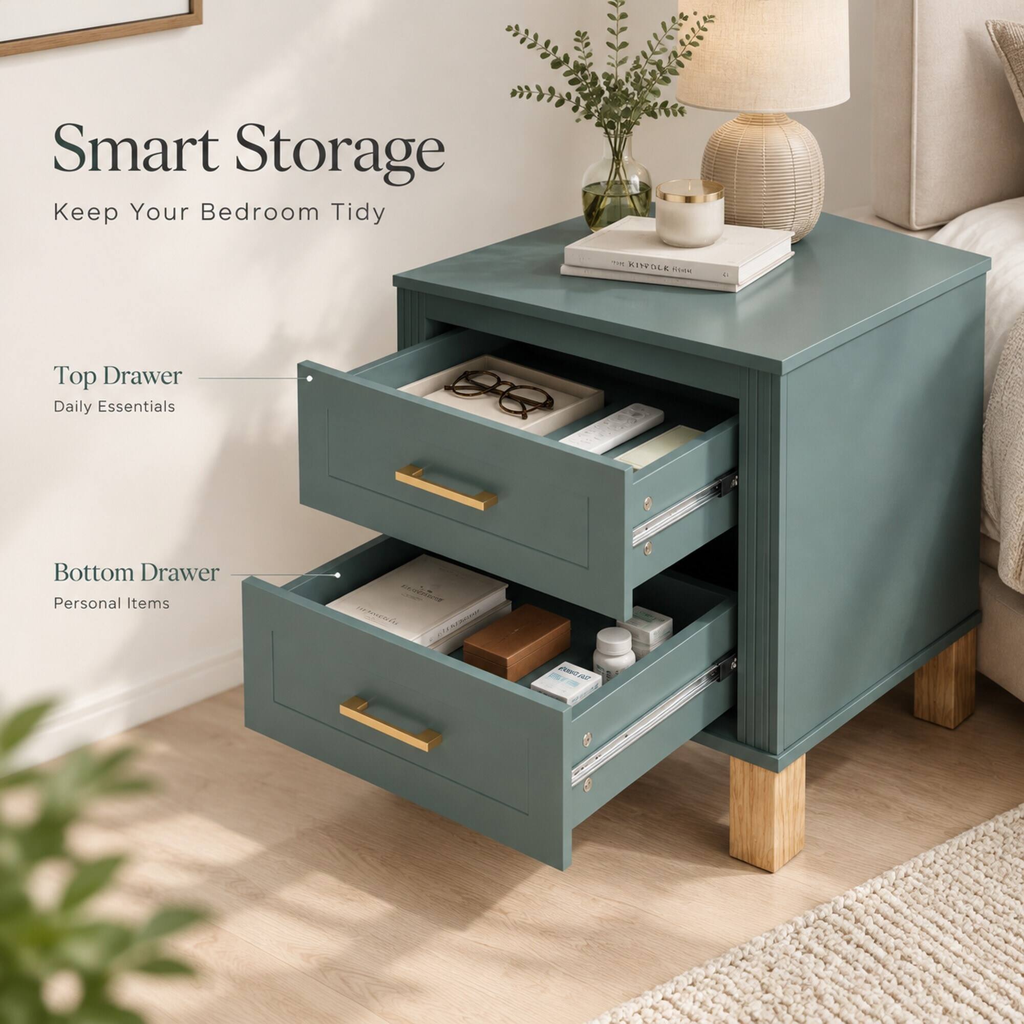 Smart Storage Keep Your Bedroom Tidy

THE KINOLK Riber

Top Drawer Daily Essentials

Bottom Drawer Personal Items