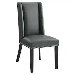 Baron Vegan Leather Dining Chair by Modway - Gray
