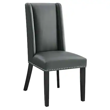 Front. Modway - Baron Vegan Leather Dining Chair by Modway - Gray.