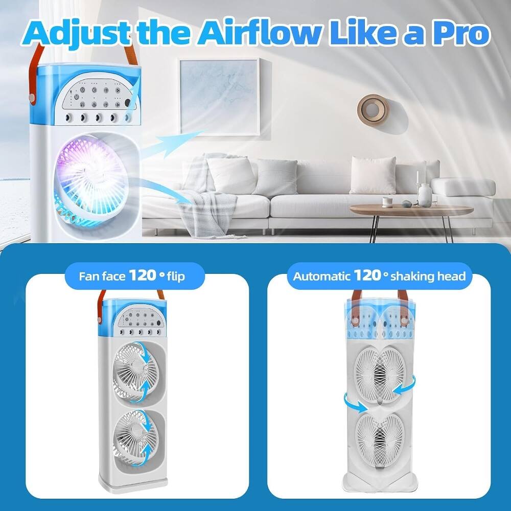 Adjust the Airflow Like a Pro

Fan face 120° flip

Automatic 120° shaking head