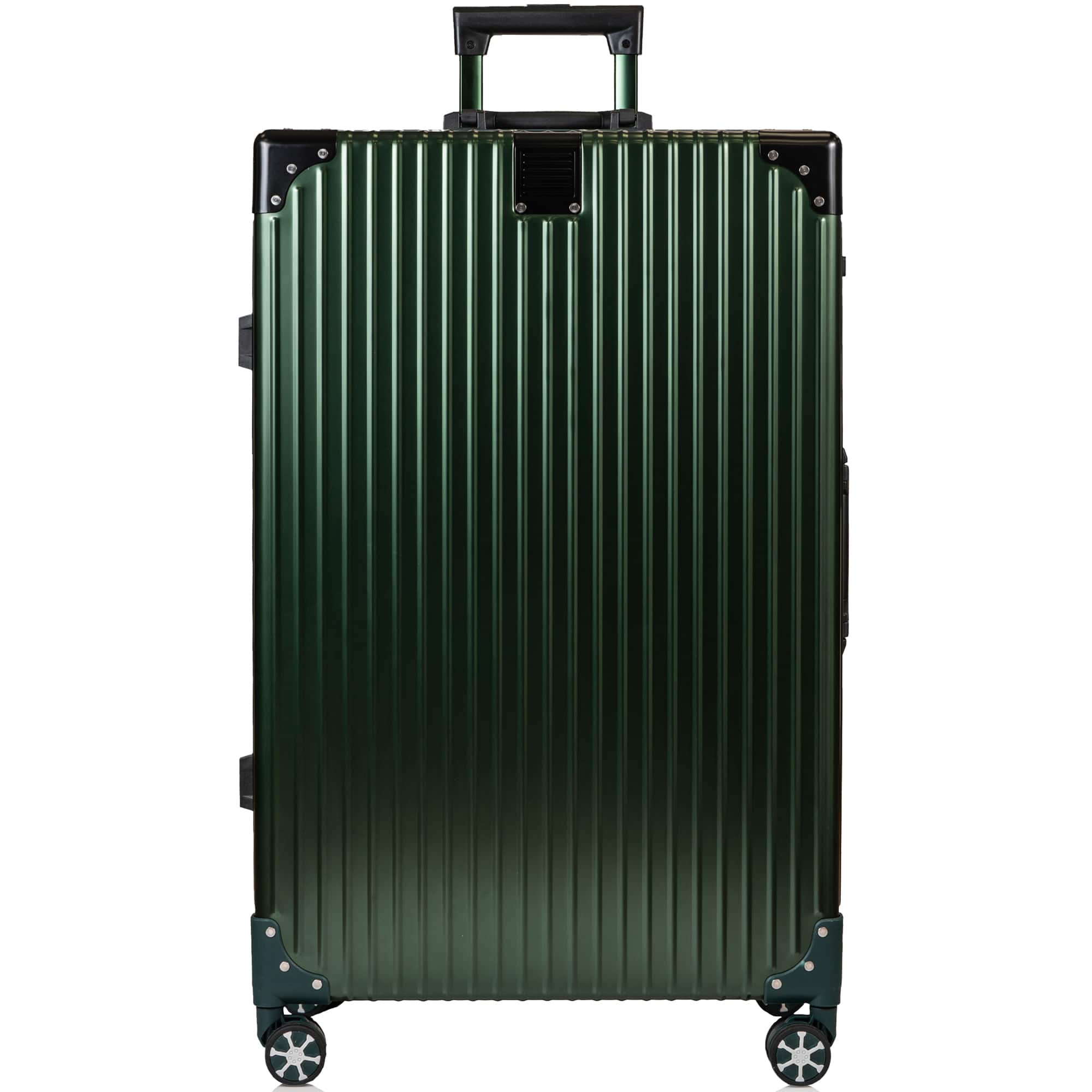 Front. Champs - Elite Aluminum Collection Large Luggage Case - Green.