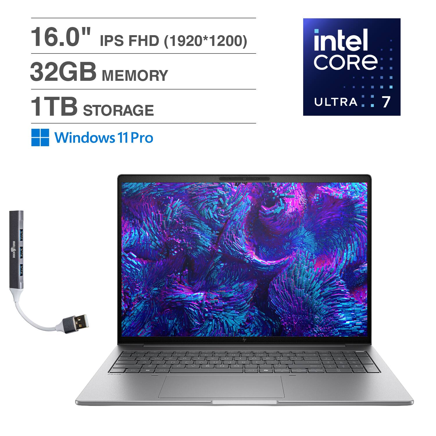 16.0" IPS FHD (1920*1200)  
32GB MEMORY  
1TB STORAGE  
Windows 11 Pro  
intel CORE ULTRA 7