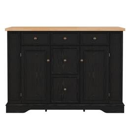 Forest'nSky - Sideboard Buffet Cabinet with Storage,5 Drawers, 2 Cabinets, Adjustable Shelves for Dining Room - Black
