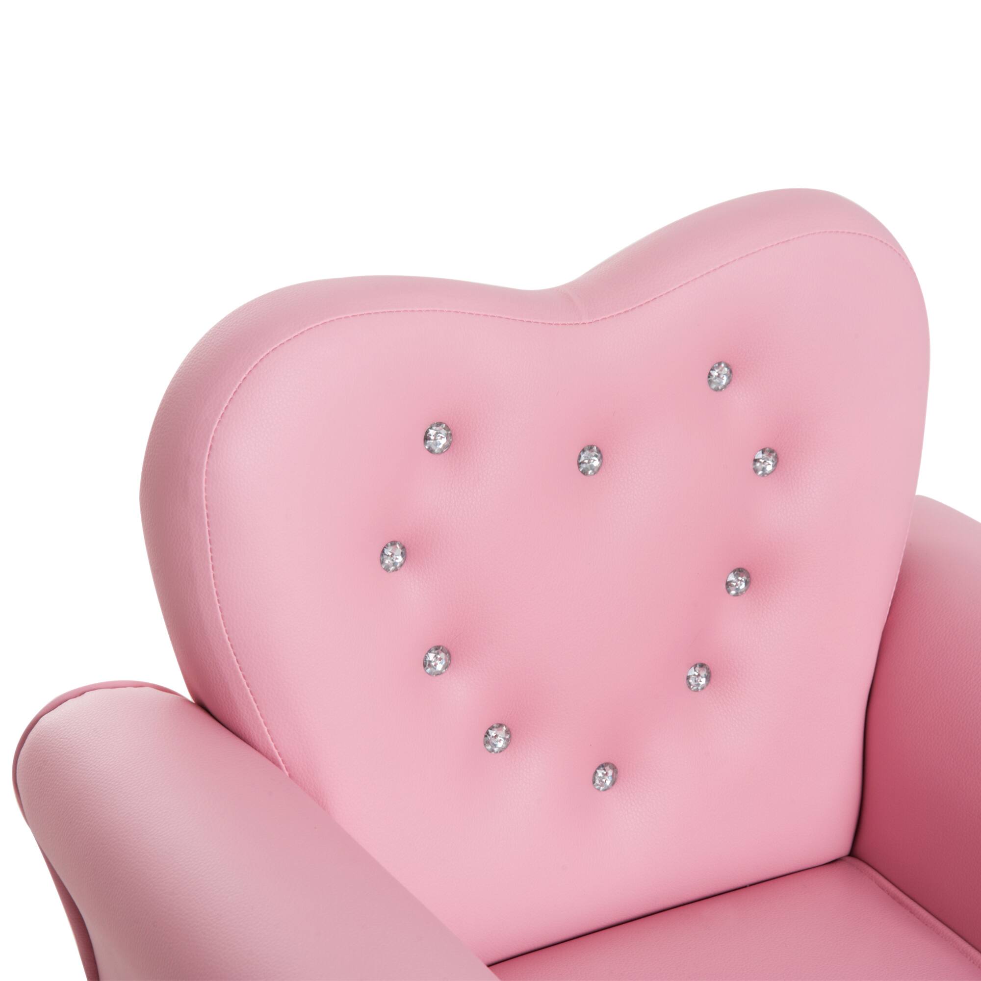 Alt View 4. Qaba - Kids Sofa, Toddler Tufted Upholstered Sofa Chair, Princess Couch Furniture, Diamond Decoration, Preschool Child - Pink.