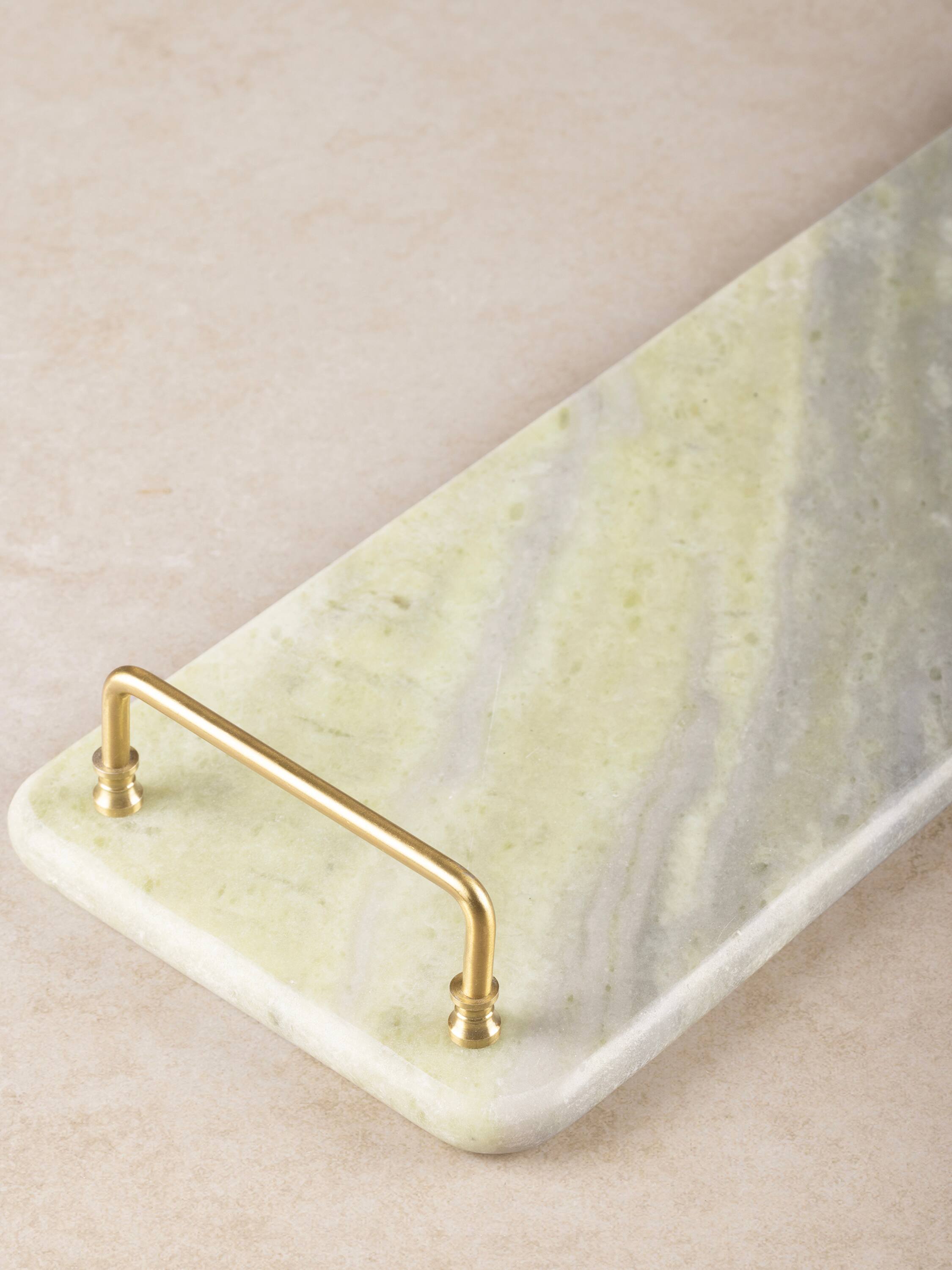 Left. GAURI KOHLI - Osaka Marble Tray - Shades of green and gray.