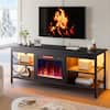 Front. Pinmoco - Pinmoco - Electric Fireplace TV Stand Fit for TVs up to 65 Inch Gaming Entertainment Center with Open Storage Shelves - Black.