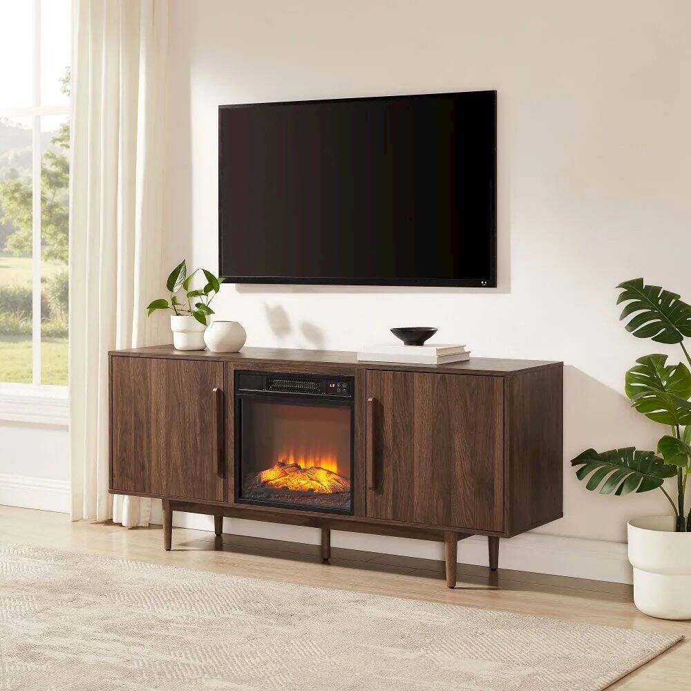 Alt View 1. Crosley Furniture - Liam Fireplace Tv Stand For 65" Tv - Brown.