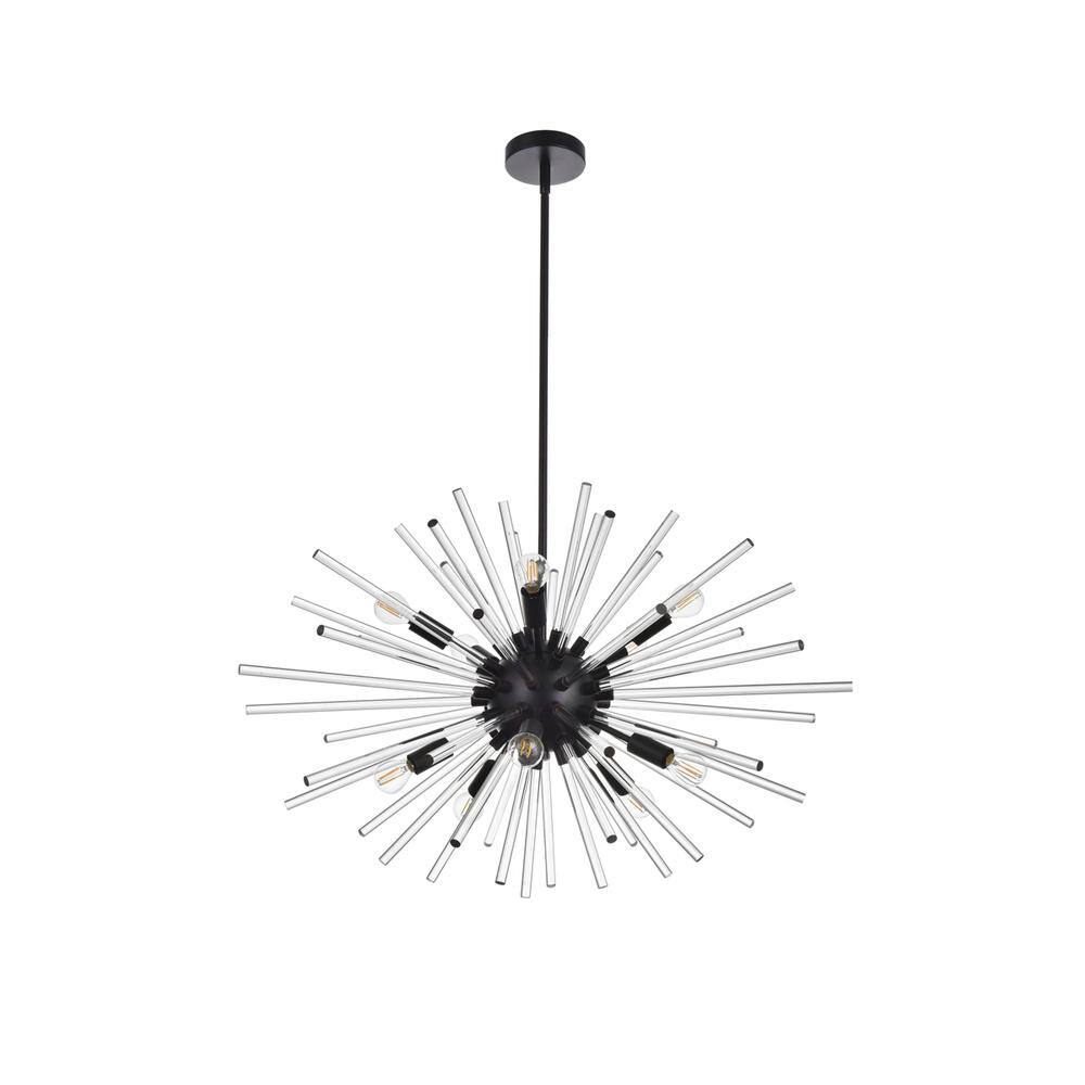 Alt View 1. Elegant Lighting - Sienna 32 inch crystal rod pendant in black - Black.