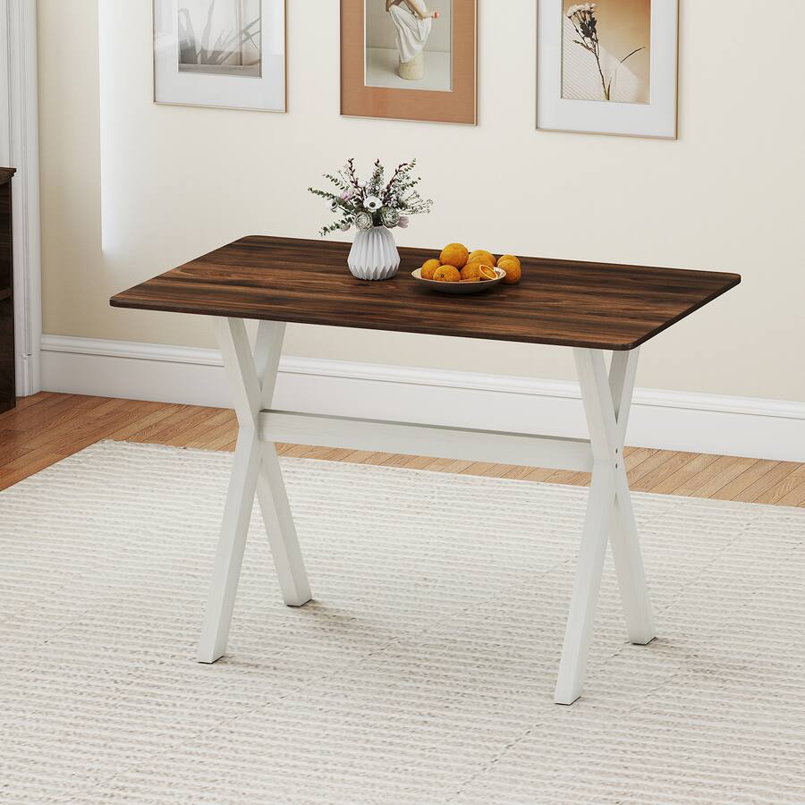 Gymax Dining Table w/ X shaped Frame Wood Grain Texture Tabletop Accent ...