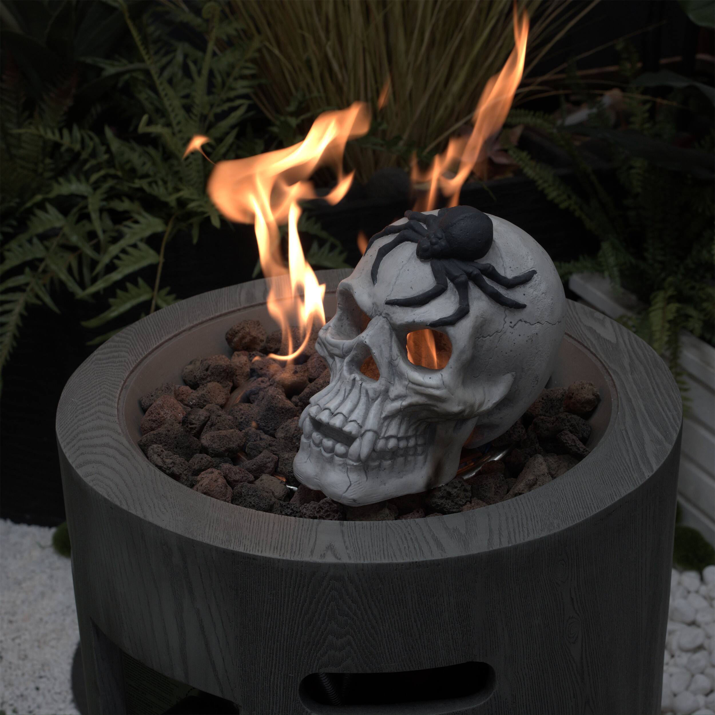 Alt View 4. Ecooso - Magnesium Oxide Devil Skull Head Decoration for Fireplace and Halloween Display - Black White.