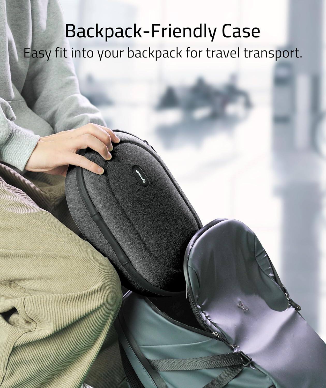 Backpack-Friendly Case  
Easy fit into your backpack for travel transport.