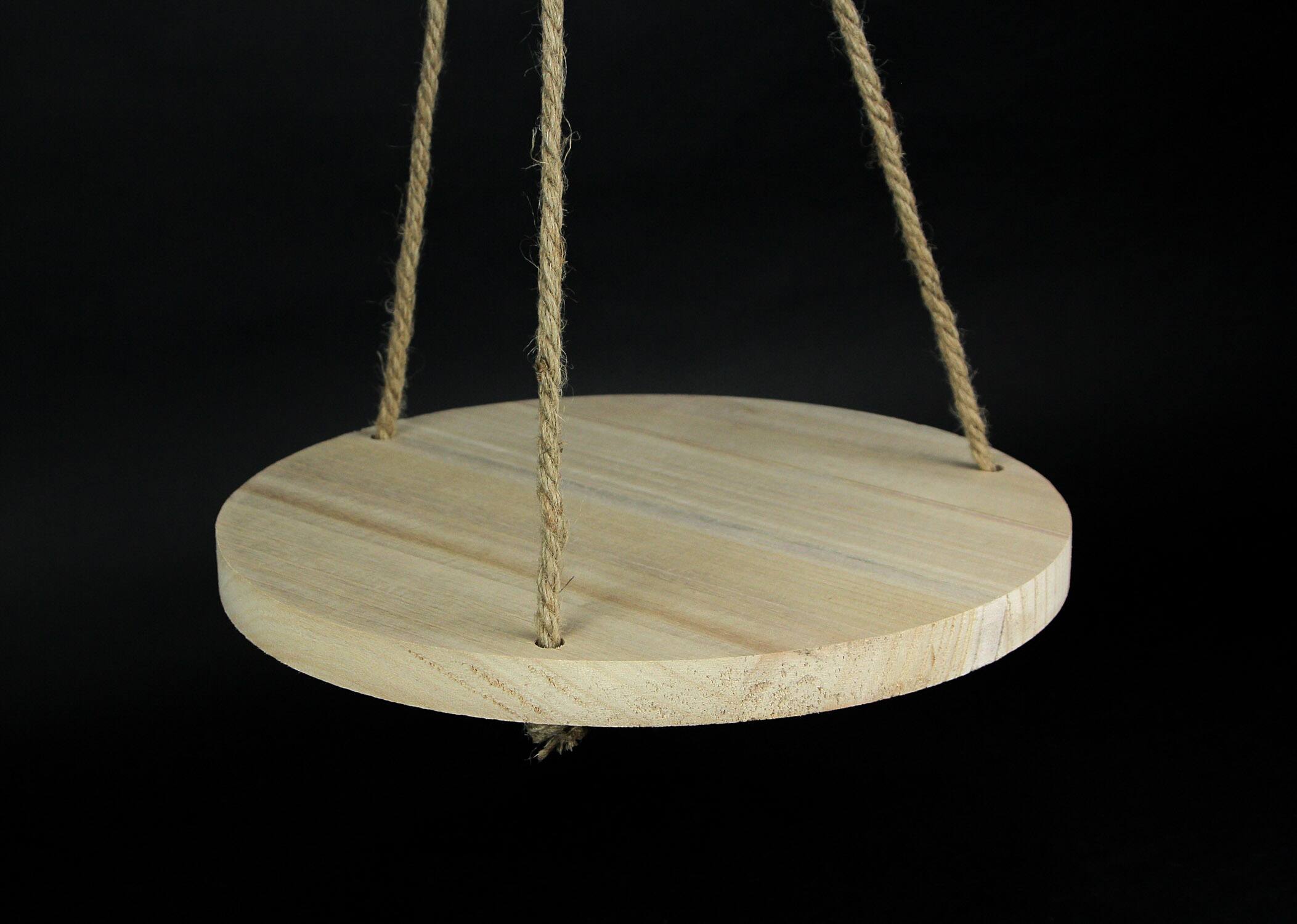 Alt View 1. Transpac - Circular Wood Hanging Decorative Display Shelf Rope Farmhouse Accent Decor - Brown.