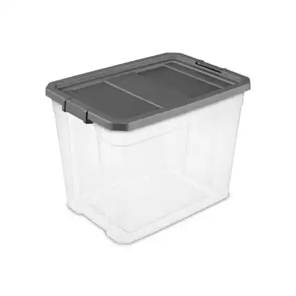Front. Sterilite - Sterilite 108 Qt Clear Stacker Storage Container Tote w/ Latching Lid, 16 Pack - Clear.