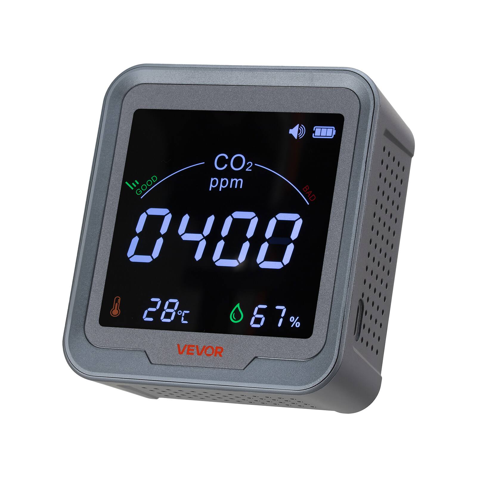CO2 ppm  
0400  
28°C  
67%  
VEVOR