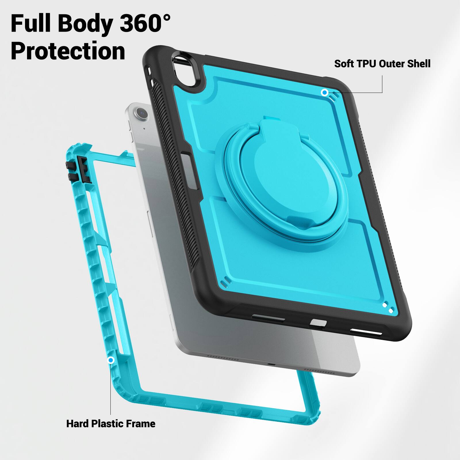 Full Body 360° Protection  
Soft TPU Outer Shell  
Hard Plastic Frame
