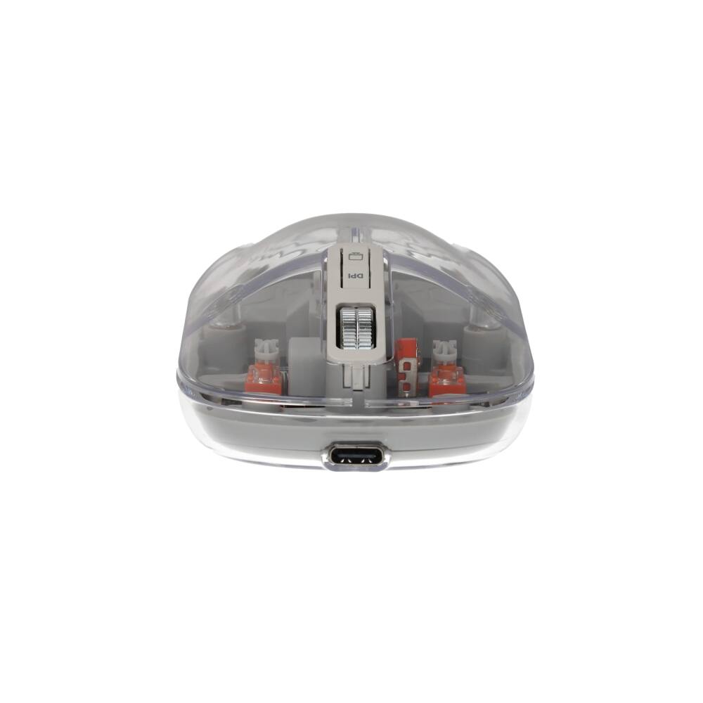 Angle. RadioShack - RadioShack Transparent Wireless Mouse (2604734): Dual Bluetooth/2.4G, 32ft range, silent, 1600DPI, magnetic cover - Clear.