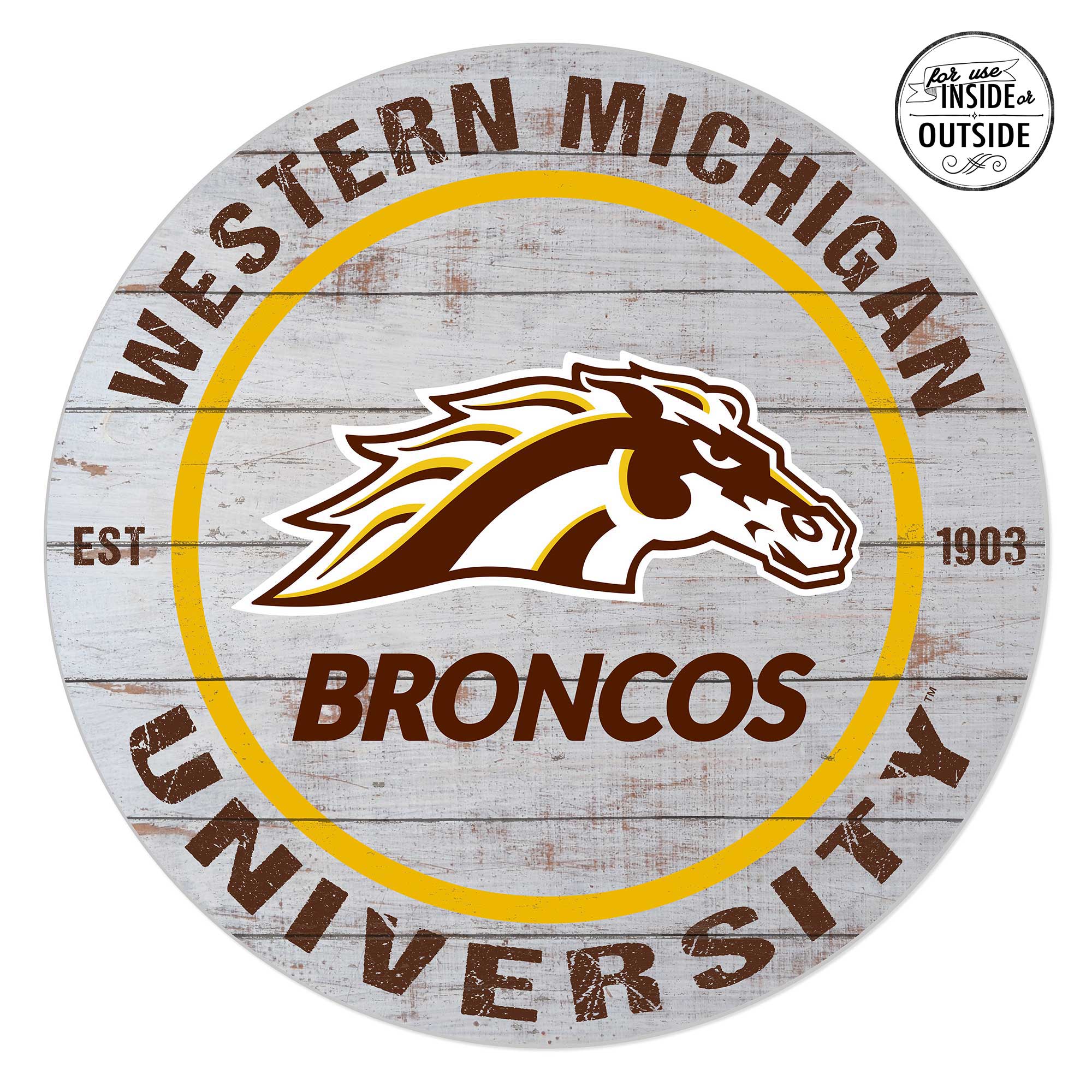Western Michigan Broncos 20'' x 20'' Indoor/Outdoor Weathered Circle Sign