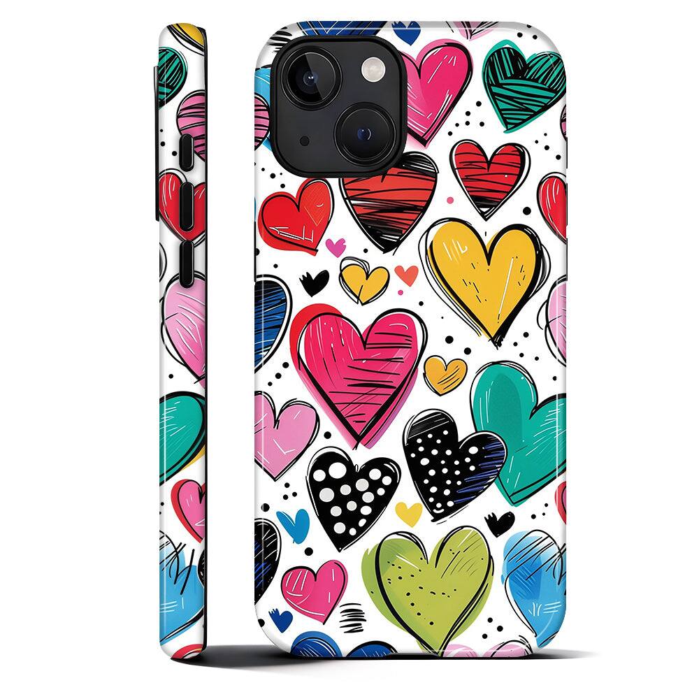 Colorful Heart Doodle for iPhone 15 Plus