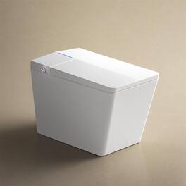Boyel Living - Square Smart Toilet Built in Tank Foot Touch Lid Open Auto Flush Heated Seat Remote Control LED Display - White