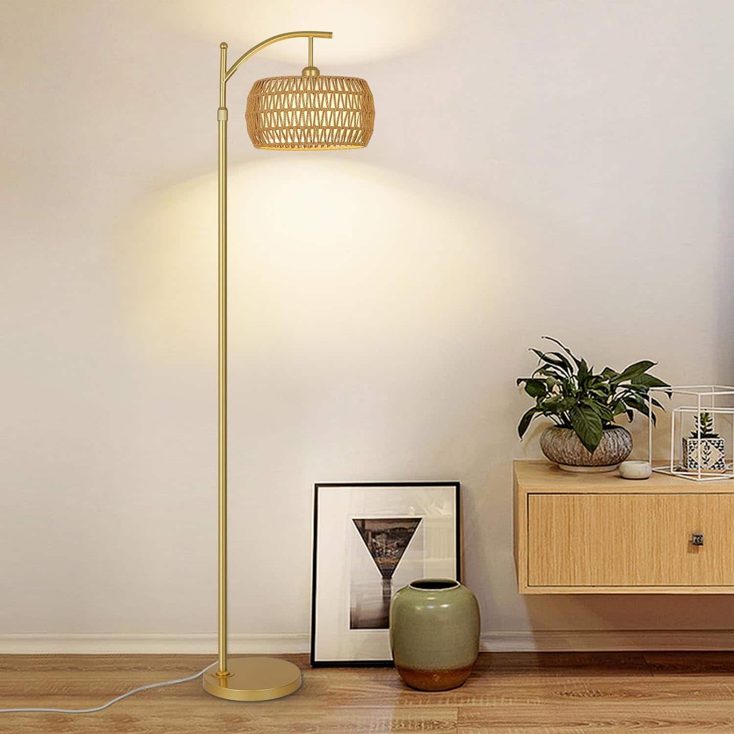 Akoasm - Arc Floor Lamp with 3 Color Temperatures, LED Floor Lamp with Remote & Stepless Dimmable Bulb for Living Room Bedroom
