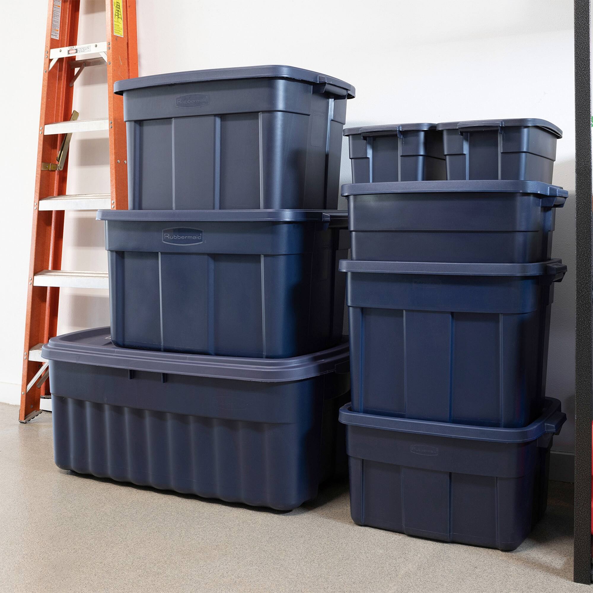 Alt View 5. RubberMaid - Rubbermaid 18 Gallon Stackable Storage Container, Dark Indigo Metallic (12 Pack).