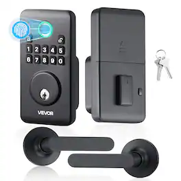VEVOR - Fingerprint Door Lock Set,Electronic Biometric Deadbolt Keyless Entry Door Lock with Handle, Pioneering Easy-Grip Design - Matte Black