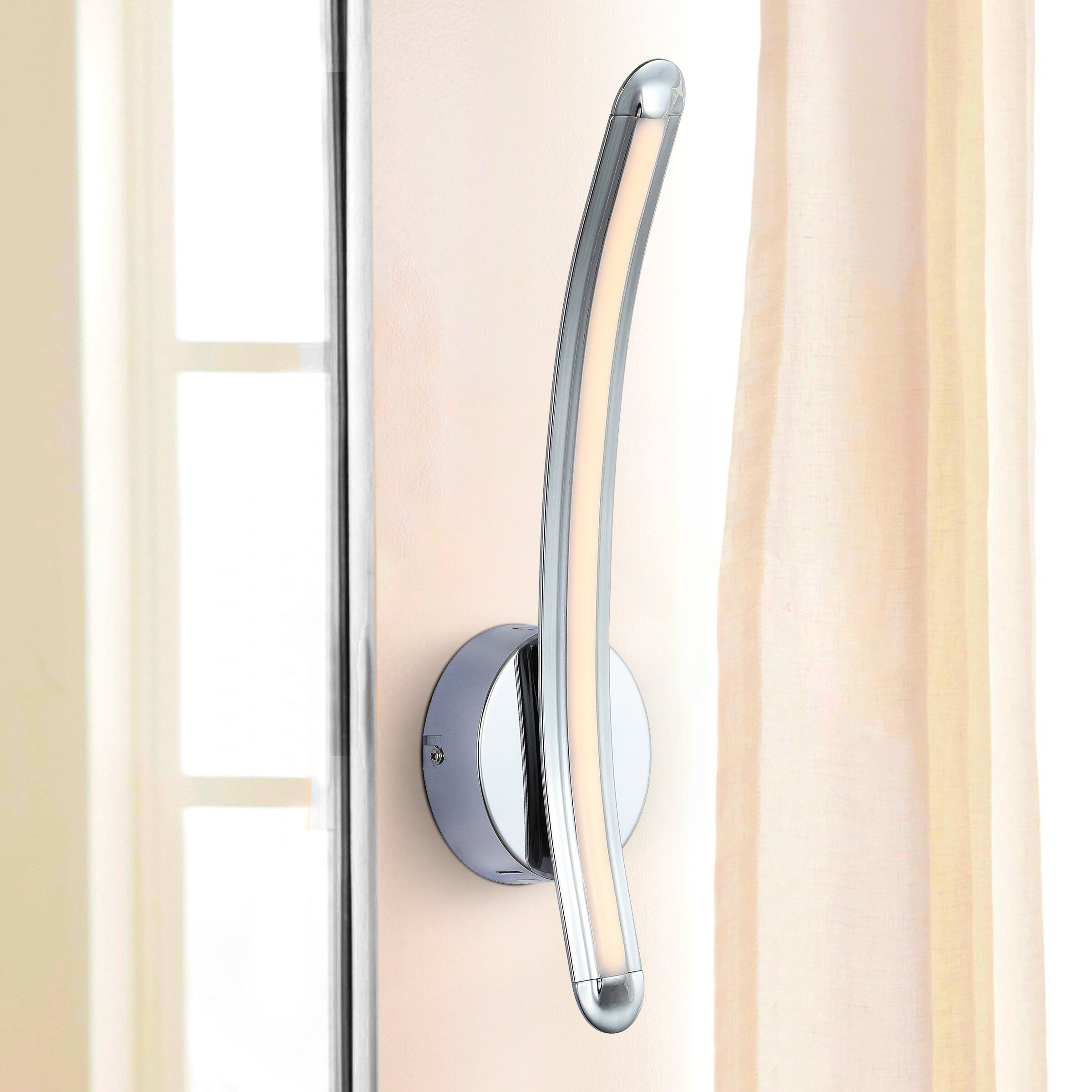 Alt View 8. Jonathan Y - Roxanna 17.7" Dimmable Integrated LED Metal Sconce, Chrome - Chrome.